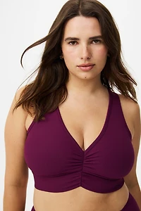 Performance Rib Ruched Active Sports Bra