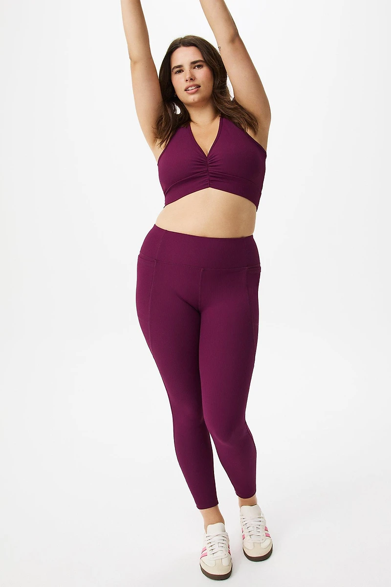 Performance Rib Ruched Active Sports Bra