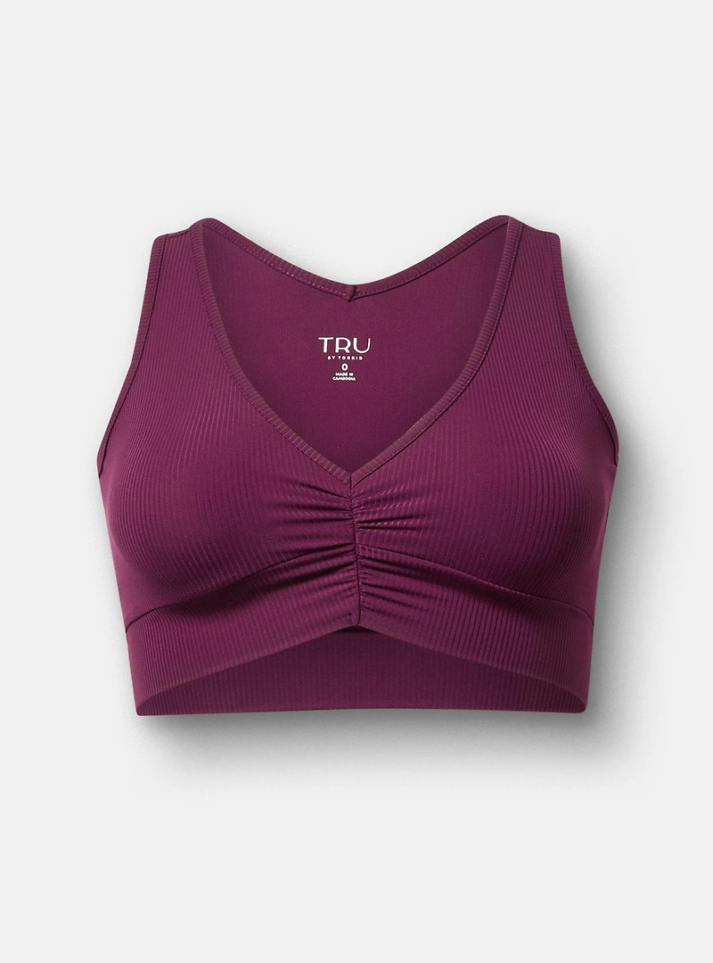 Performance Rib Ruched Active Sports Bra