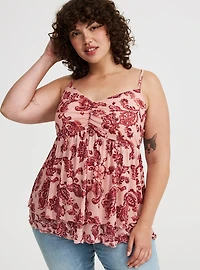 Mesh V-Neck Babydoll Cami