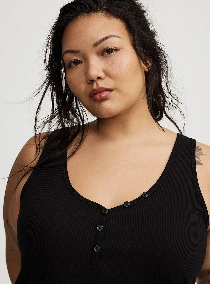 Super Soft Rib Henley Lounge Tank