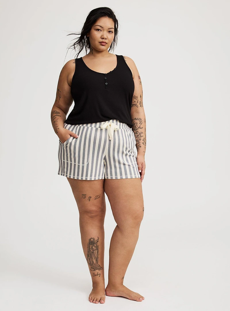 Super Soft Rib Henley Lounge Tank