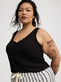 Super Soft Rib Henley Lounge Tank