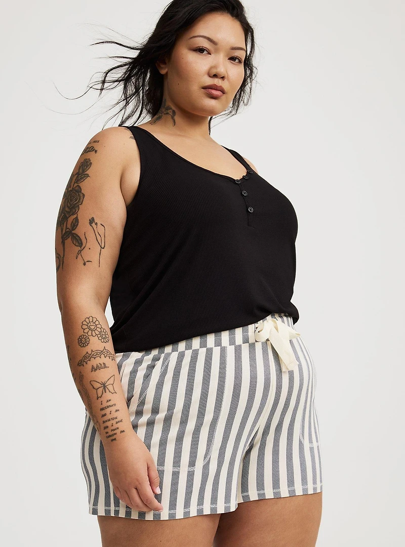 Super Soft Rib Henley Lounge Tank