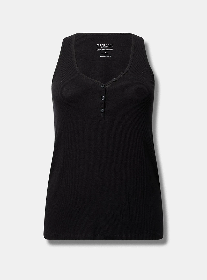 Super Soft Rib Henley Lounge Tank