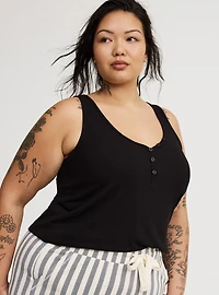 Super Soft Rib Henley Lounge Tank