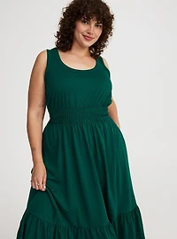 Shirred Waist Smocked Midi Dress