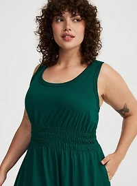 Shirred Waist Smocked Midi Dress