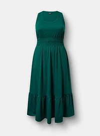 Shirred Waist Smocked Midi Dress