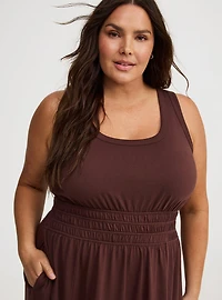 Shirred Waist Smocked Midi Dress