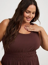 Shirred Waist Smocked Midi Dress