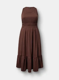 Shirred Waist Smocked Midi Dress