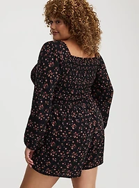 Long-Sleeve Smocked Romper