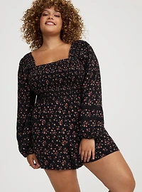 Long-Sleeve Smocked Romper