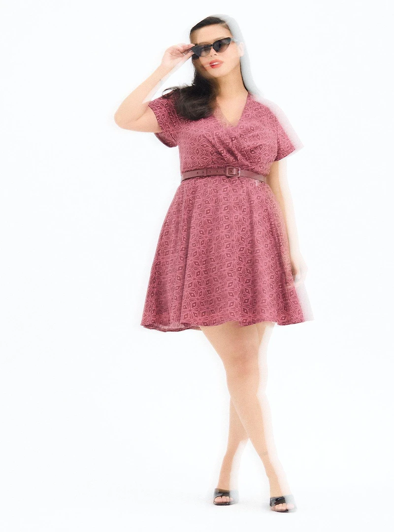 Retro Chic Surplice Mini Dress