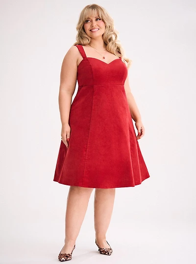 Retro Chic Knee-Length Corduroy Dress