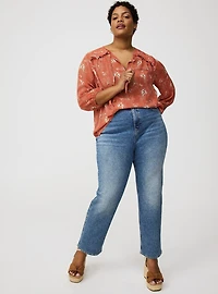 Crinkle Chiffon 3/4 Sleeve Blouse