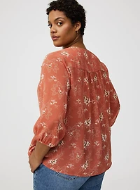 Crinkle Chiffon 3/4 Sleeve Blouse