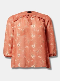 Crinkle Chiffon 3/4 Sleeve Blouse