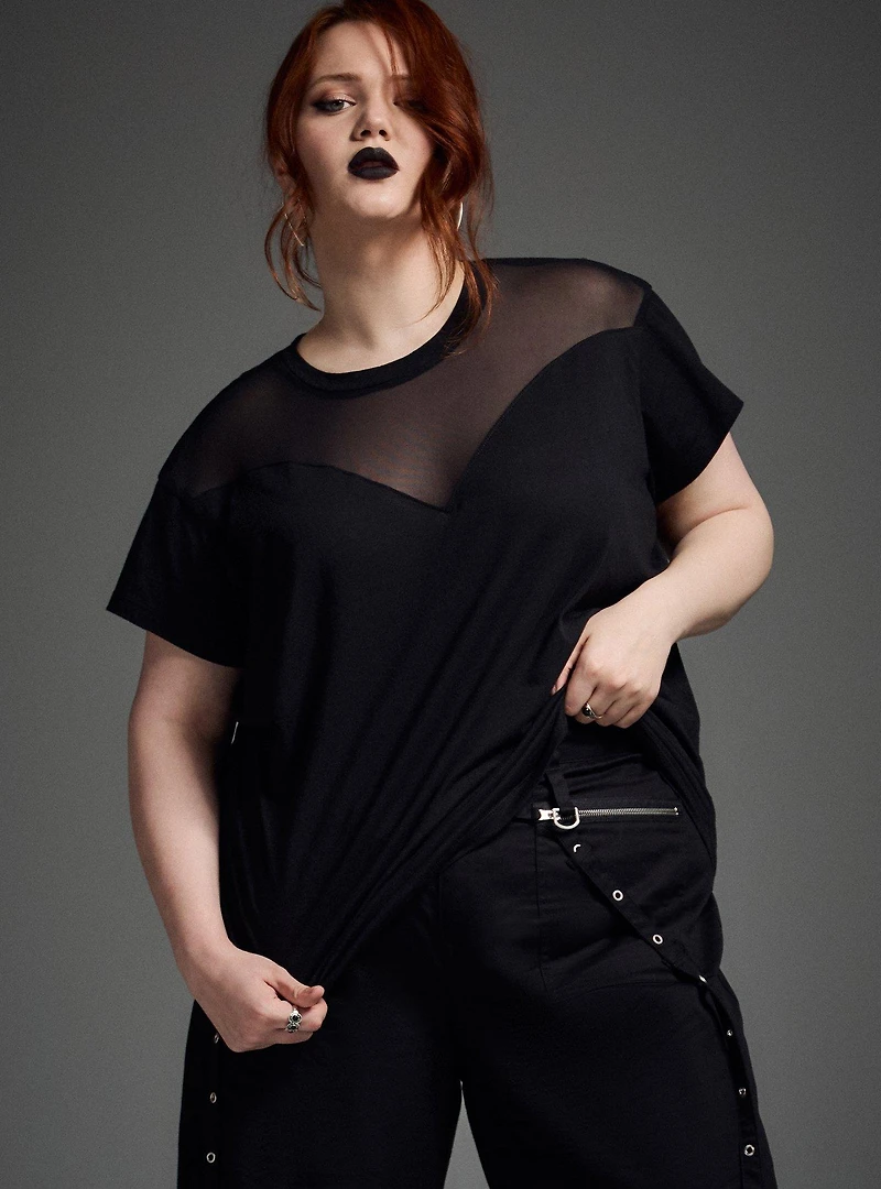 Nightfall Oversized Mesh Detail Tee