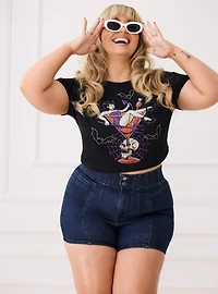 Retro Chic Fitted Ringer Crop Tee