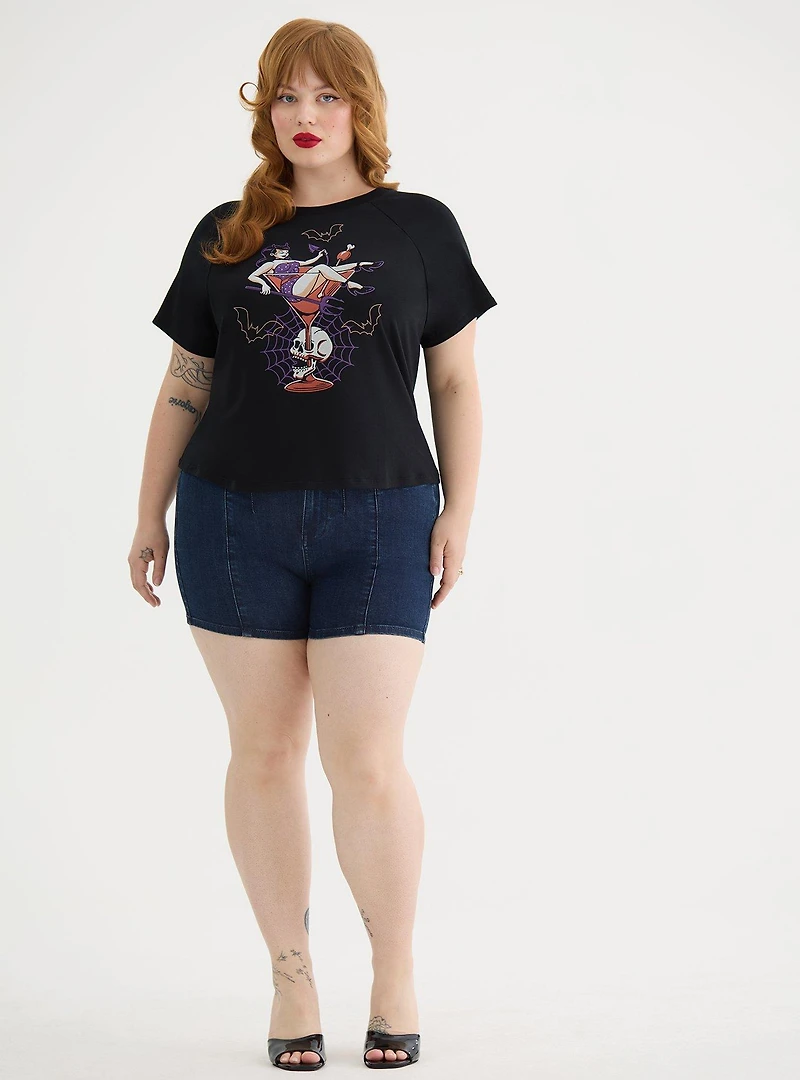 Retro Chic Fitted Ringer Crop Tee