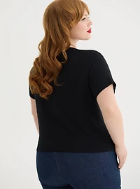 Retro Chic Fitted Ringer Crop Tee