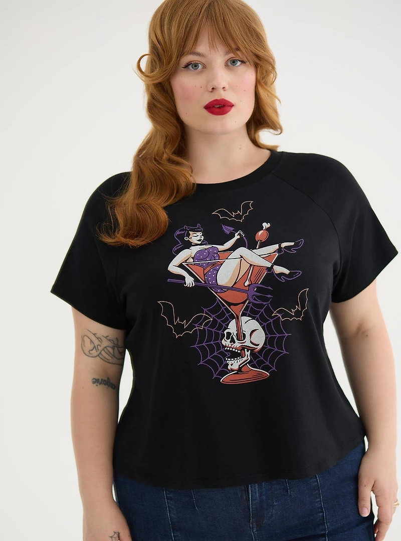 Retro Chic Fitted Ringer Crop Tee