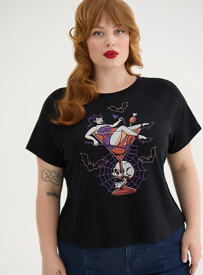 Retro Chic Fitted Ringer Crop Tee