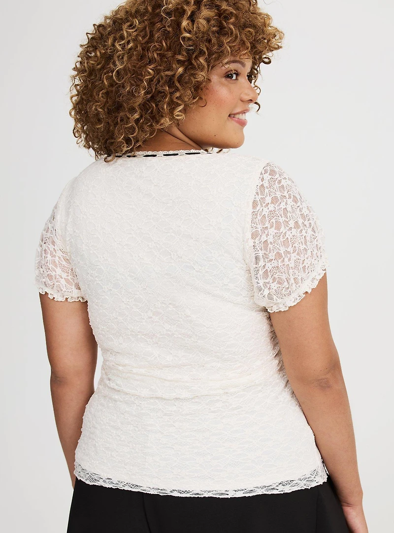 Stretch Lace Scoop-Neck Top