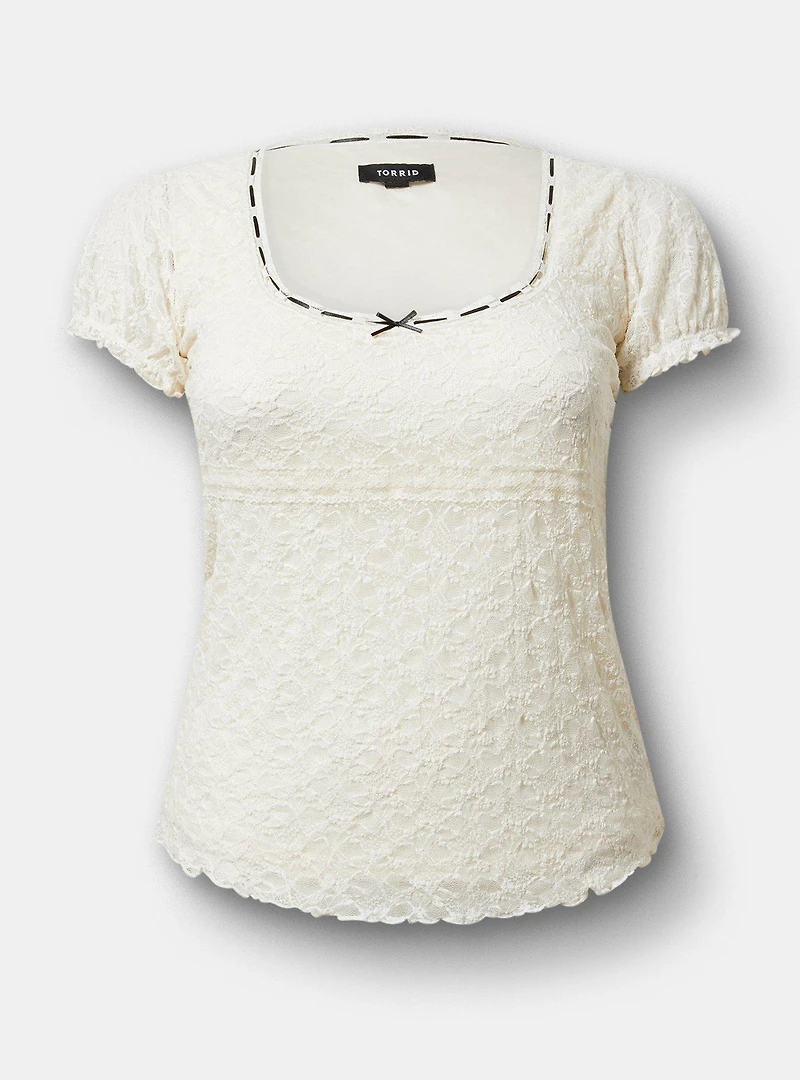 Stretch Lace Scoop-Neck Top