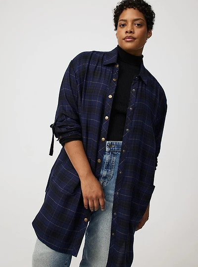 Oversized Flannel Kimono Shirt