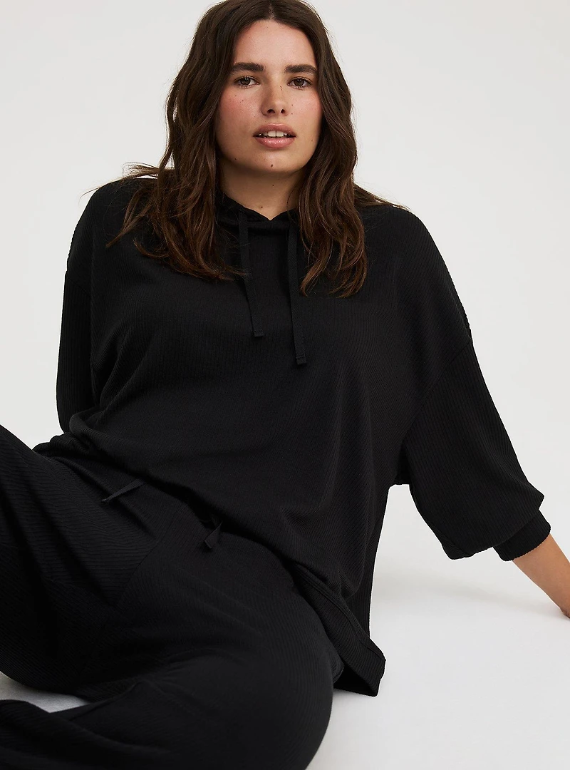 Textured Rib Lounge Hoodie
