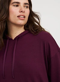 Textured Rib Cropped Lounge Hoodie