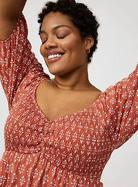 Mini Peasant-Sleeve Dress