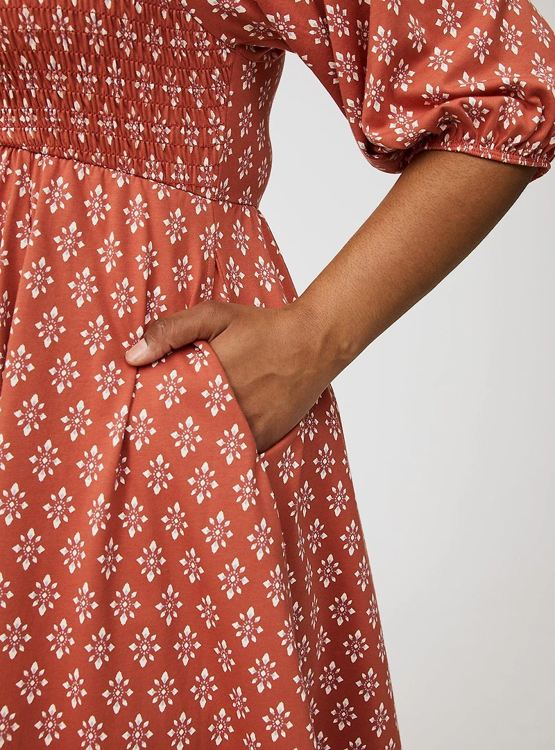 Mini Peasant-Sleeve Dress