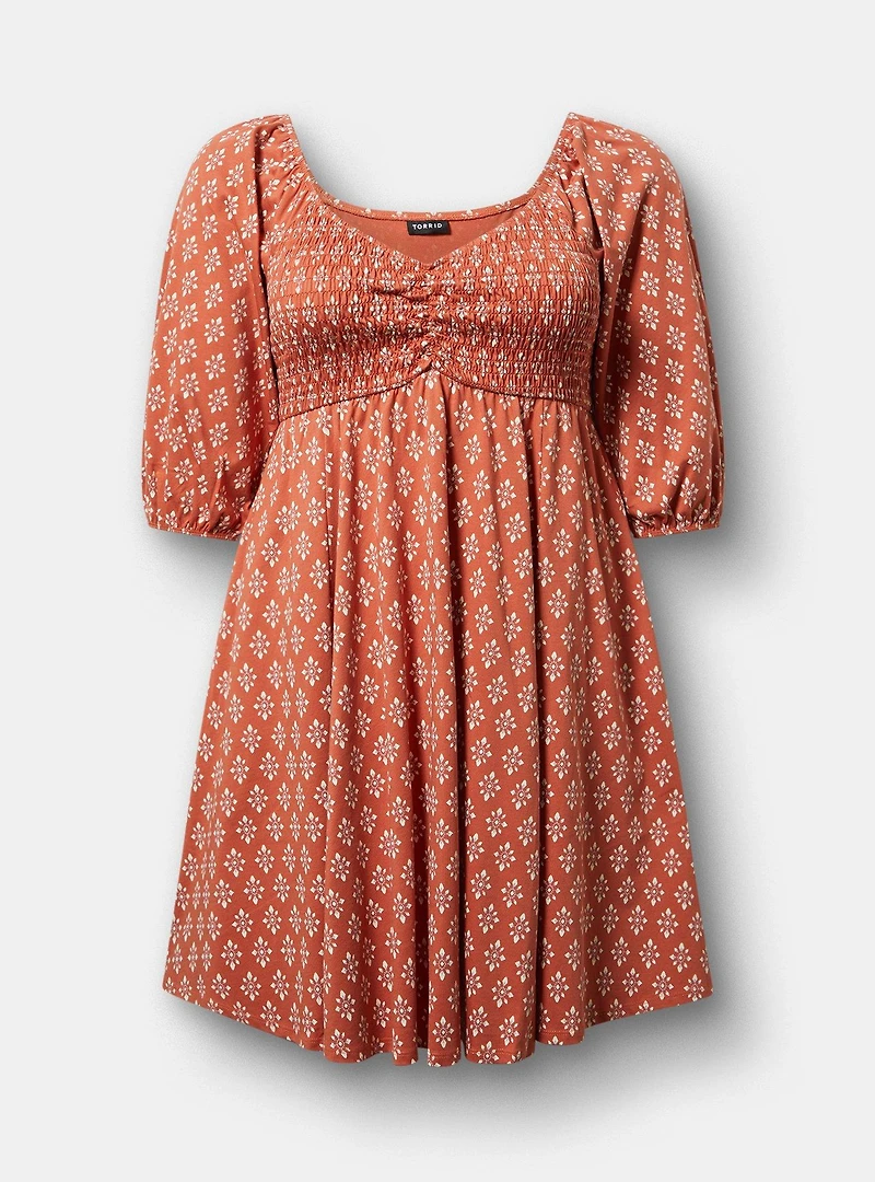 Mini Peasant-Sleeve Dress