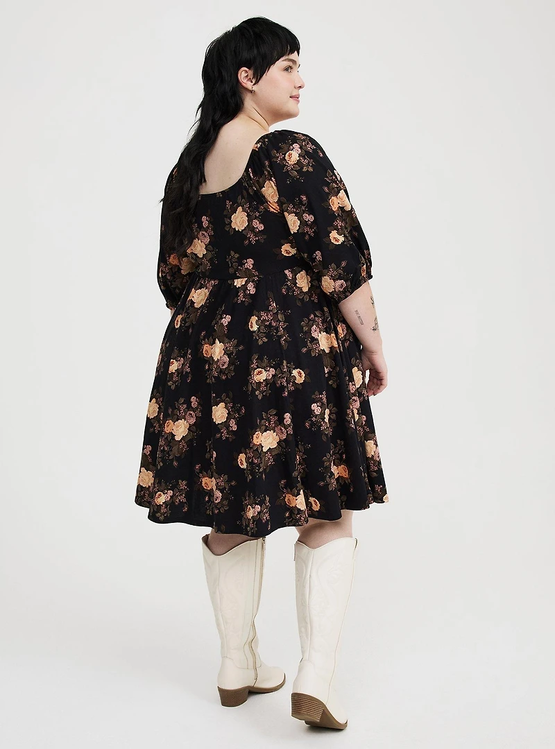 Mini Peasant-Sleeve Dress