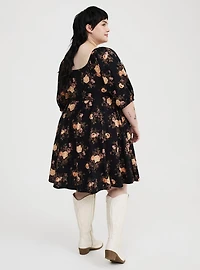 Mini Peasant-Sleeve Dress