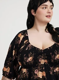 Mini Peasant-Sleeve Dress