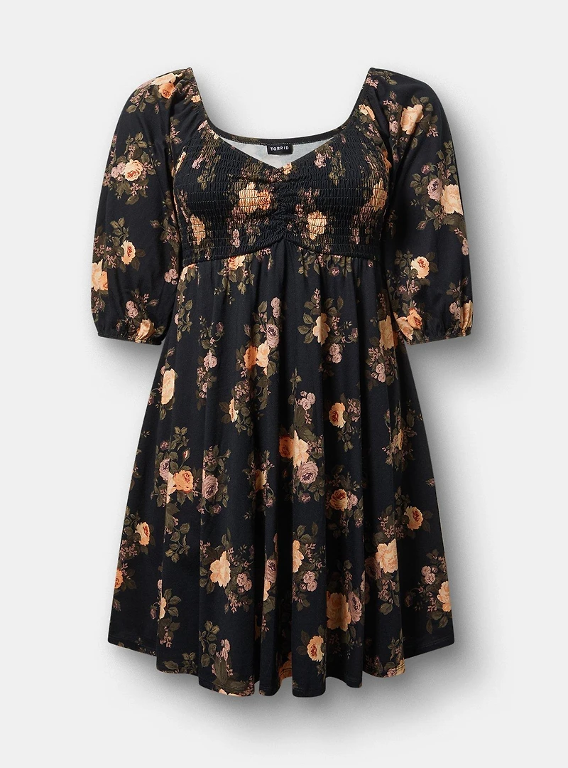 Mini Peasant-Sleeve Dress