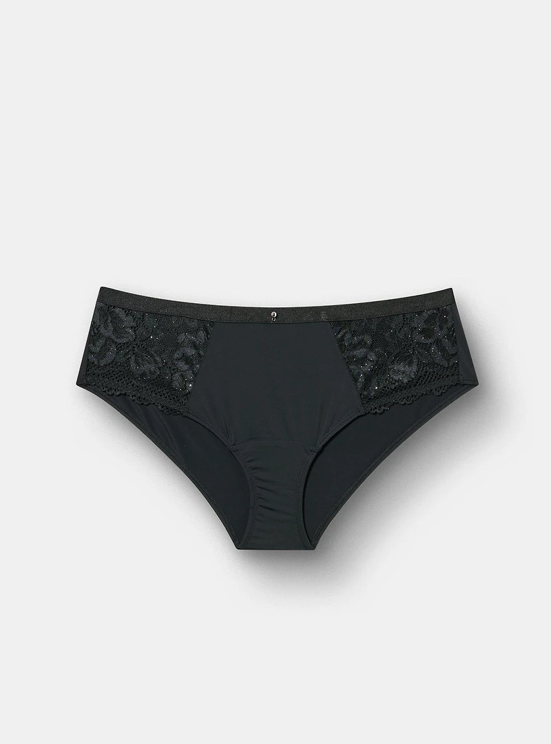 Sequin & Lace Mid-Rise Hipster Panty