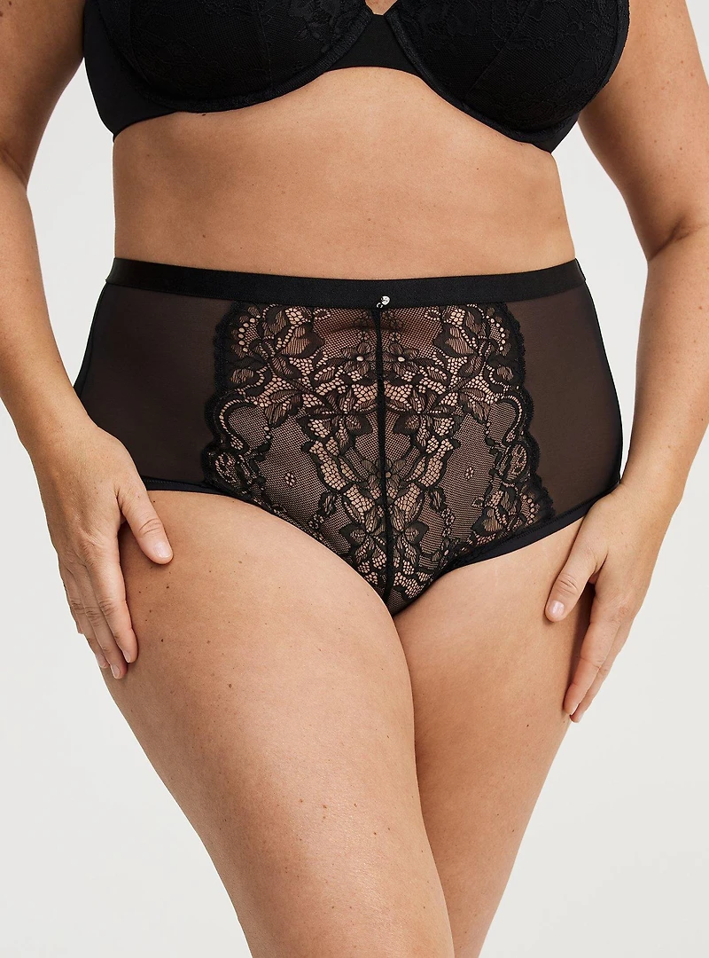 Lace High-Rise Cheeky Jeweled Panty
