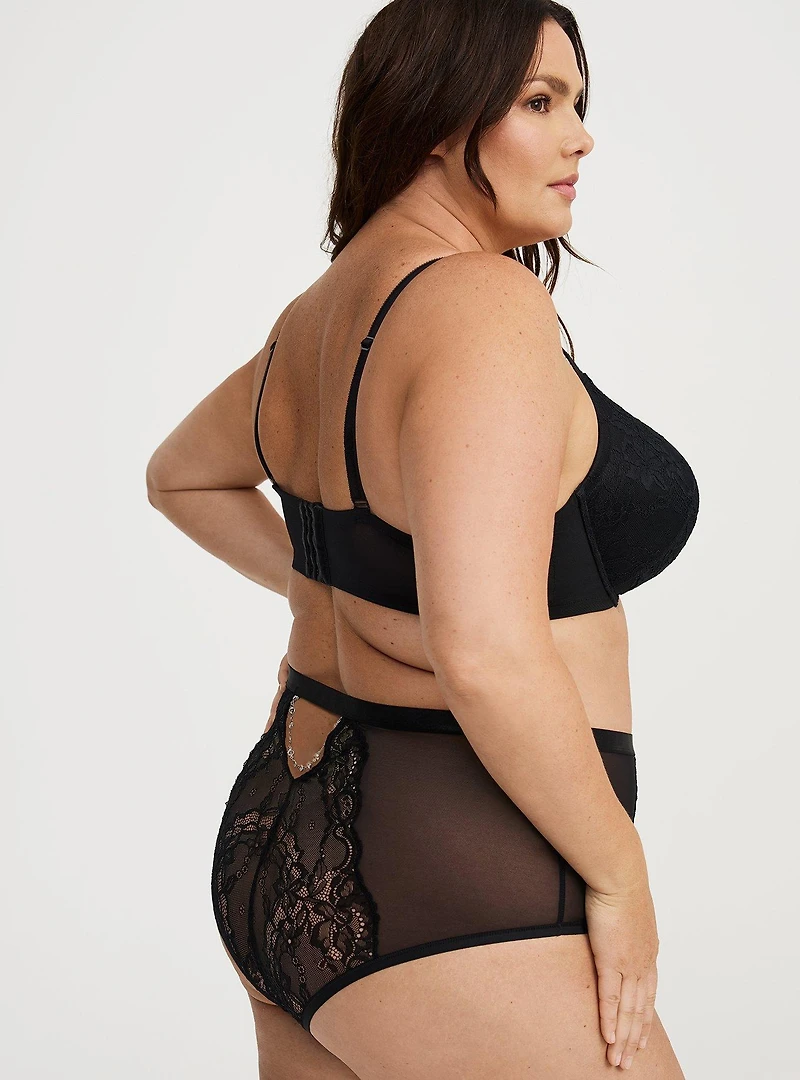 Lace High-Rise Cheeky Jeweled Panty