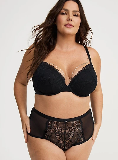 Lace High-Rise Cheeky Jeweled Panty