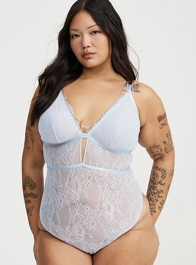 Jewelry Strappy Lace Bodysuit