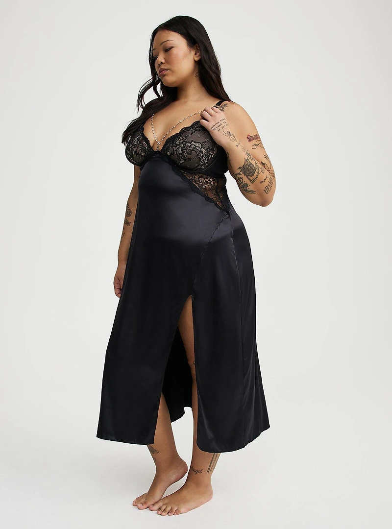 Jewelry Strappy Plunge Maxi Dress