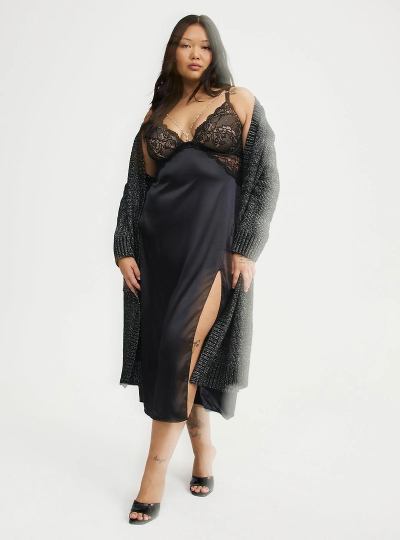 Jewelry Strappy Plunge Maxi Dress