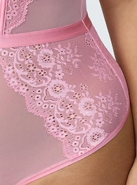 Demure Lace Thong Bodysuit