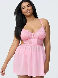 Demure Lace Cut-Out Babydoll